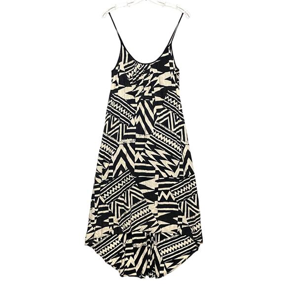 La Vi Sam Lavi Dress Midi Flowy Hi Low Black White Tribal Geometric Boho Sz XS - Picture 1 of 7